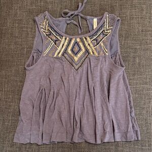 Free People Embellished Boho Tank Top — Beaded & Embroidered Swing Style